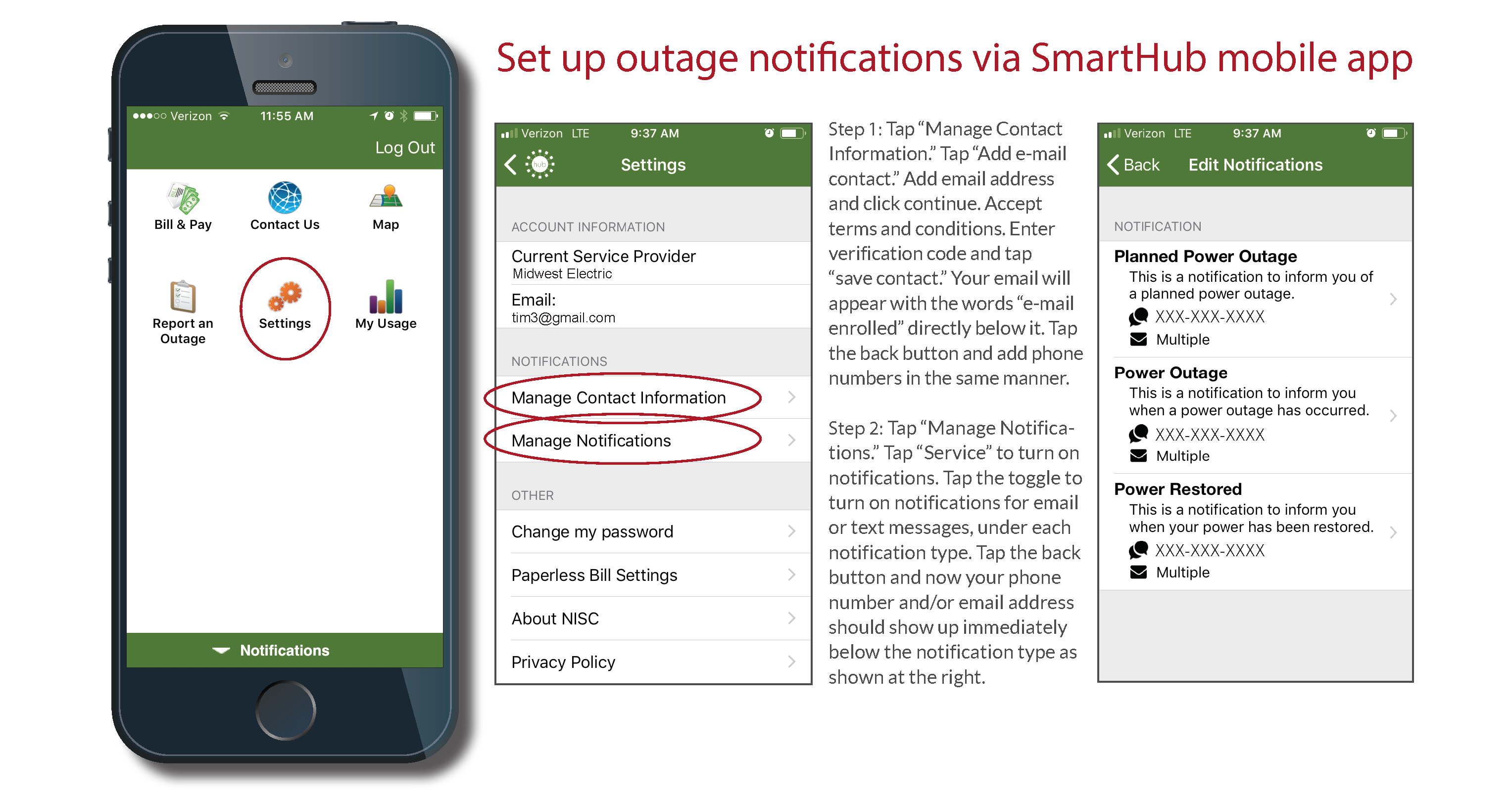 How to sign up for outage notifications using your Smartphone app