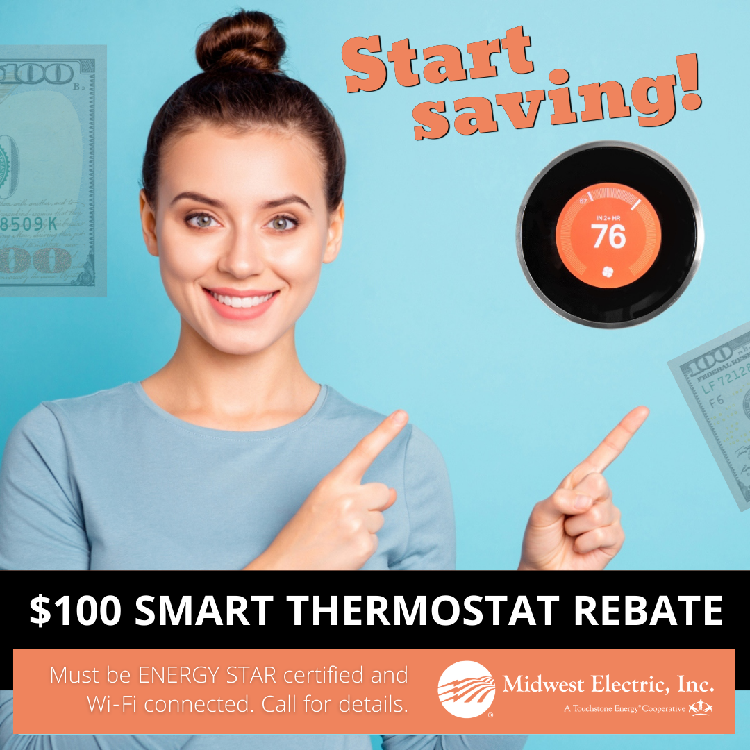 Save $100 with a smart thermostat from Midwest Electric