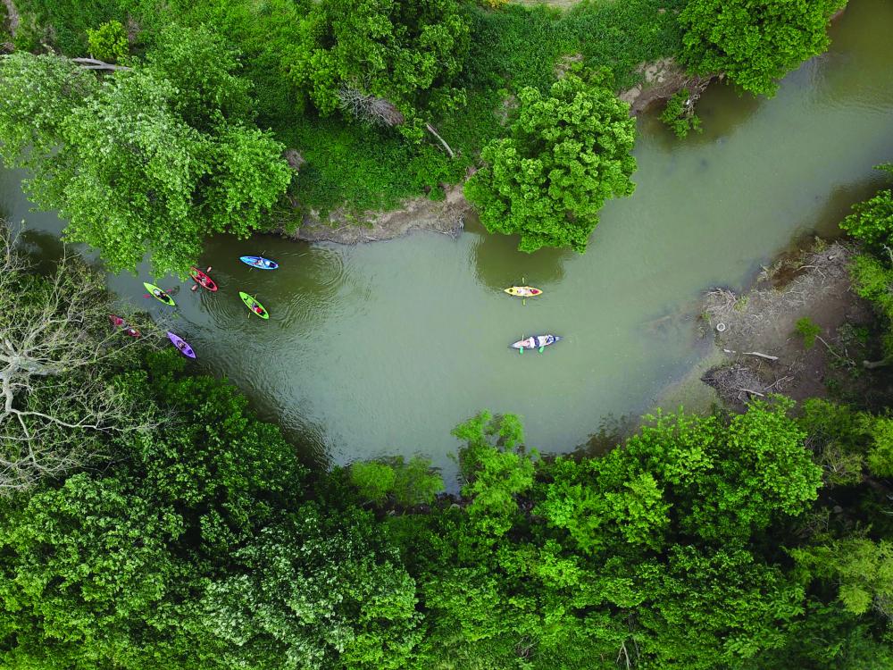 Happy paddles drone footage aerial photo