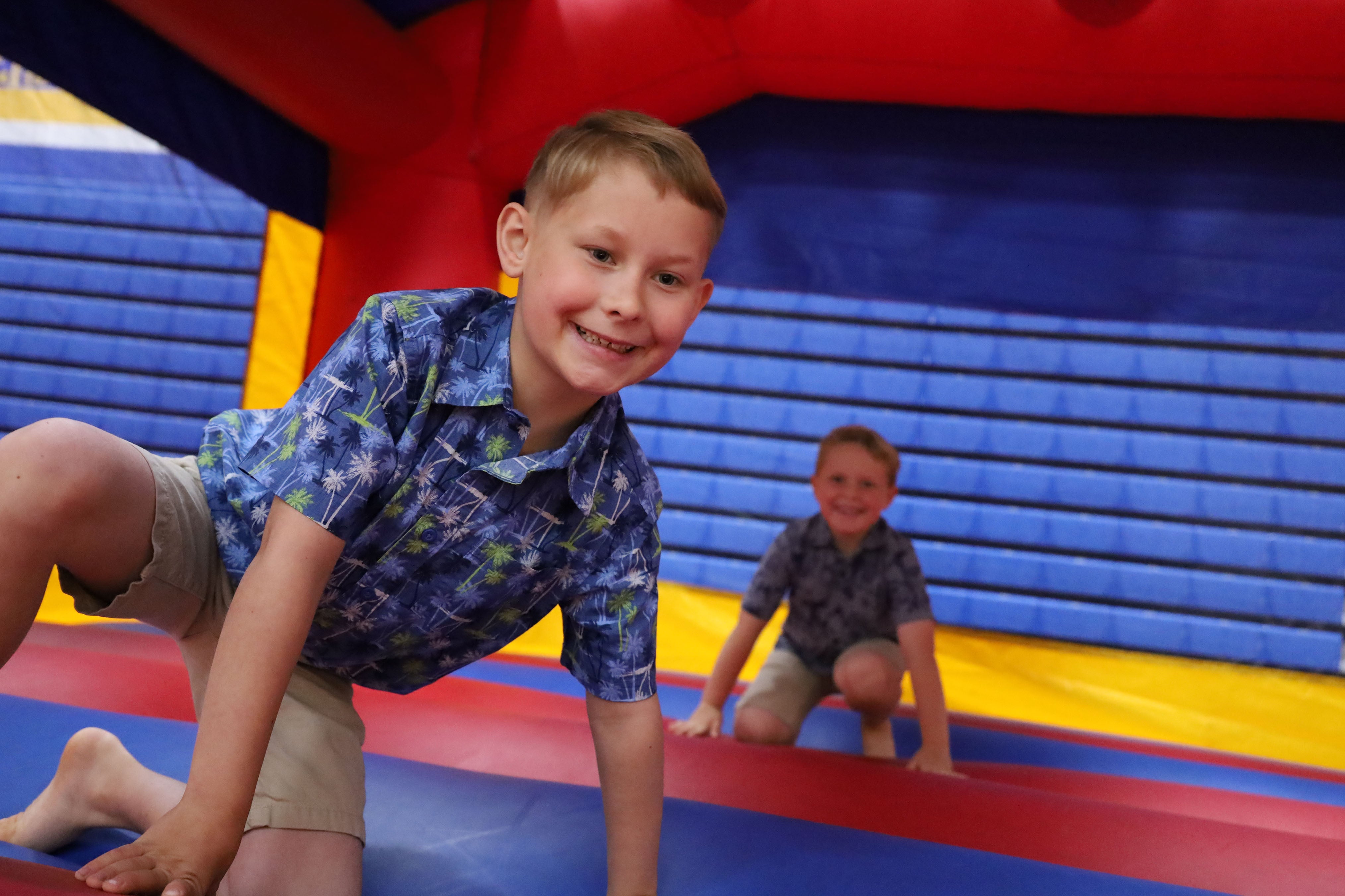 Little boy in bounce house